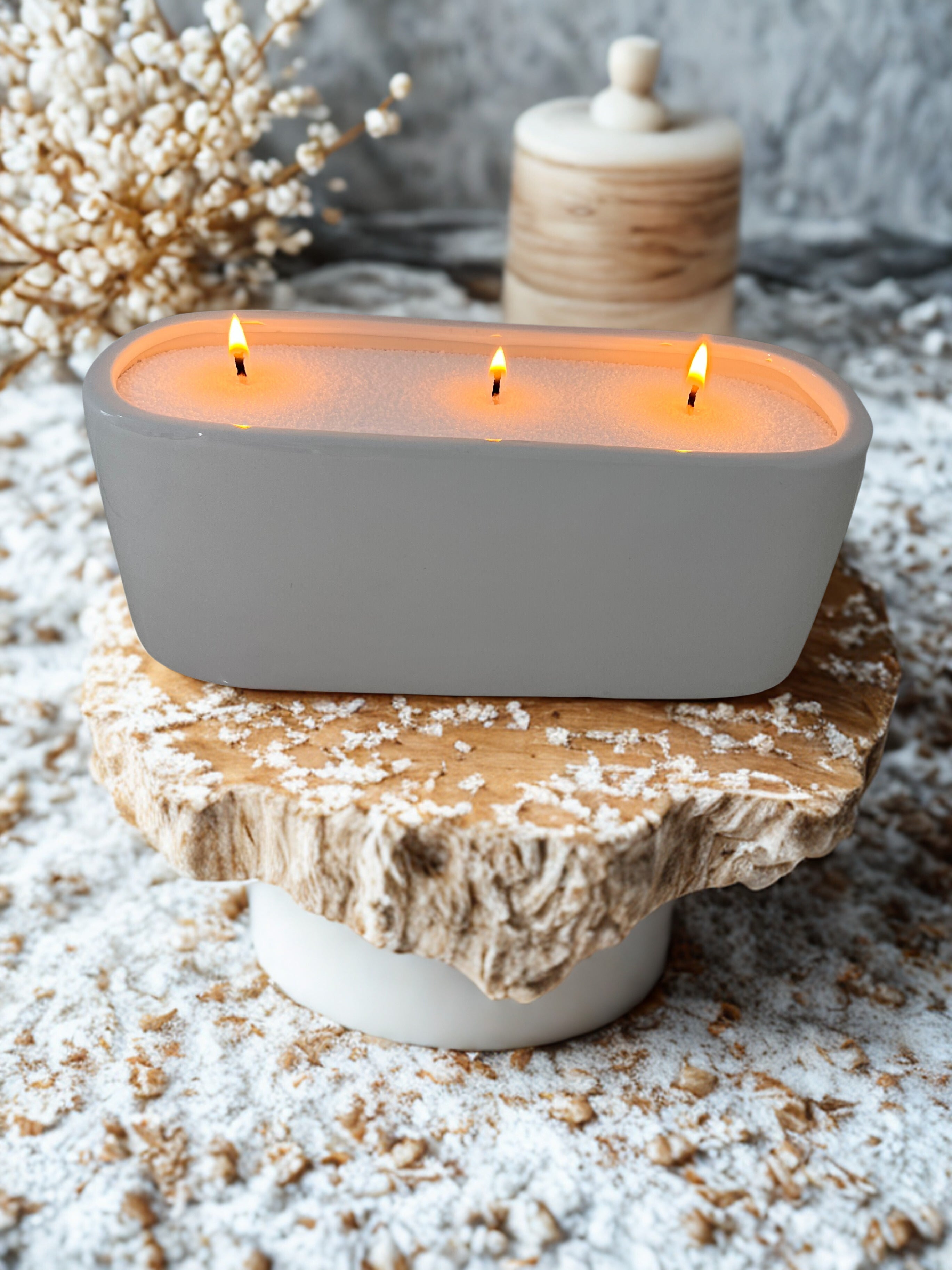 Refillable Sand Wax Candle- Gloss White